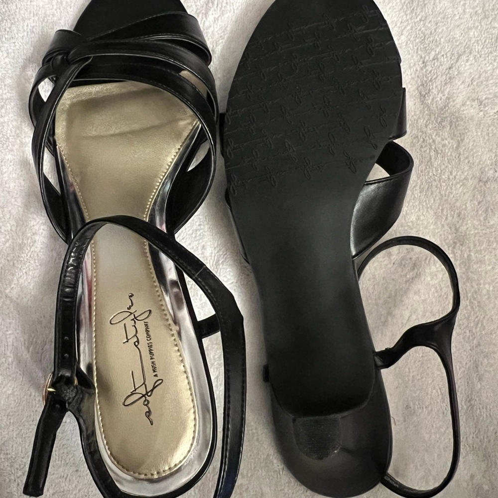 Hush Puppies Black Strappy Slingback Heels